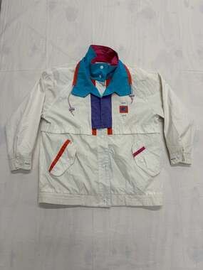 Vintage Current Seen 80s 90s Colorblock Ski Windbreaker Jacket White Size M